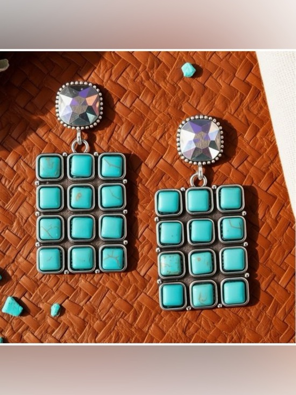 BRAND NEW WITH TAGS Turquoise Squash Blossom Statement Earrings